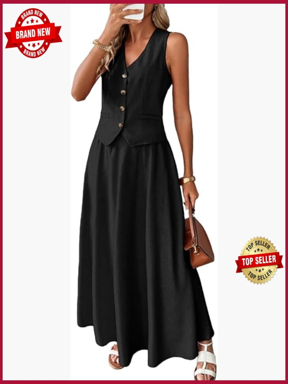 2 Piece Linen Set - Vest Top & Maxi Skirt